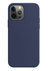 BASEY. Hoes Geschikt voor iPhone 13 Pro Hoesje Siliconen Back Cover Case Met Screenprotector - Hoesje Geschikt voor iPhone 13 Pro Hoes Cover Hoesje - Donkerblauw