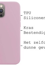 BASEY. Hoes Geschikt voor iPhone 13 Pro Hoesje Siliconen Back Cover Case Met Screenprotector - Hoesje Geschikt voor iPhone 13 Pro Hoes Cover Hoesje - Lila