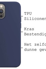 BASEY. Hoes Geschikt voor iPhone 13 Pro Max Hoesje Siliconen Back Cover Case Met Screenprotector - Hoesje Geschikt voor iPhone 13 Pro Max Hoes Cover Hoesje - Donkerblauw