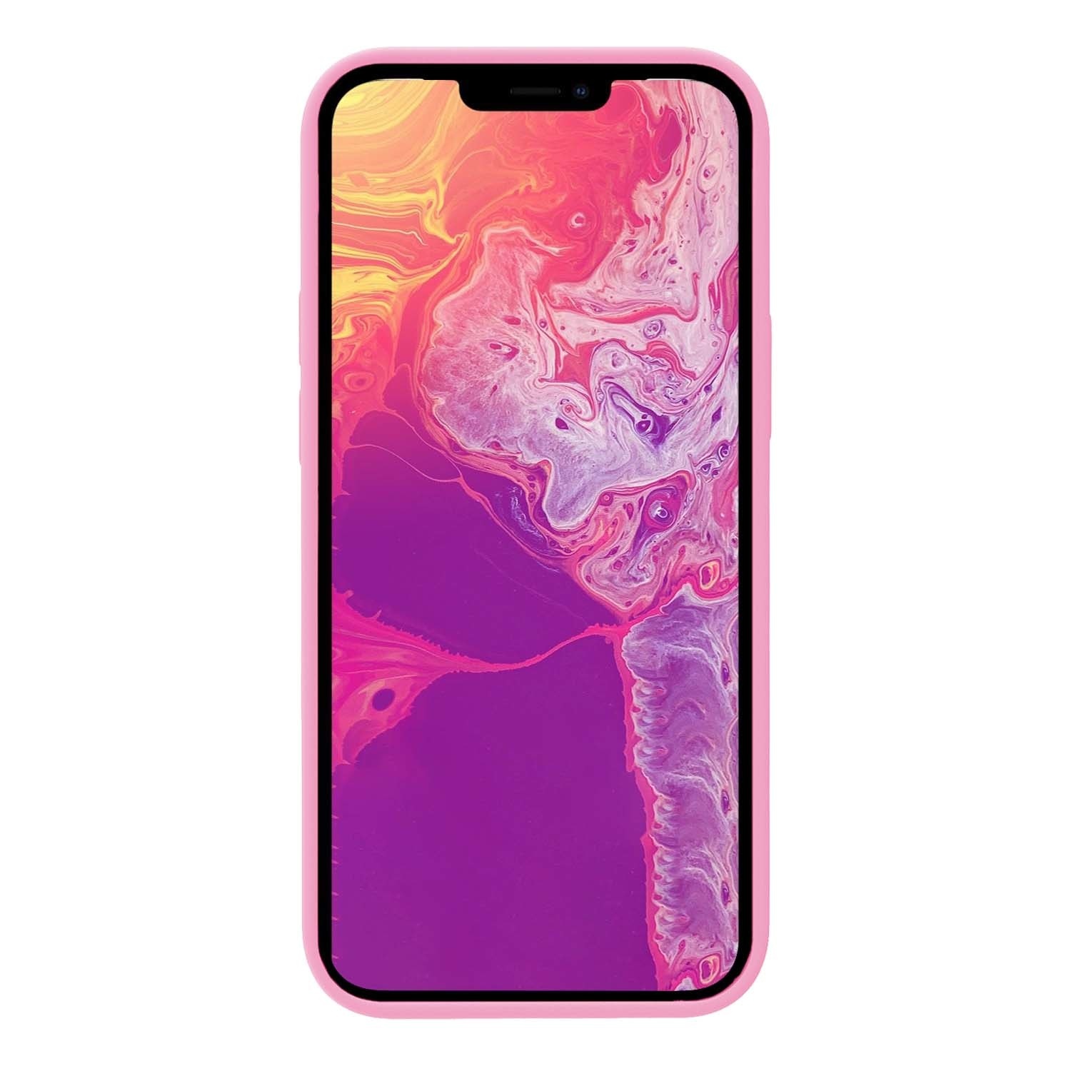 BASEY. Hoes Geschikt voor iPhone 13 Pro Max Hoesje Siliconen Back Cover Case Met Screenprotector - Hoesje Geschikt voor iPhone 13 Pro Max Hoes Cover Hoesje - Lichtroze
