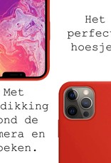 BASEY. Hoes Geschikt voor iPhone 13 Pro Max Hoesje Siliconen Back Cover Case Met Screenprotector - Hoesje Geschikt voor iPhone 13 Pro Max Hoes Cover Hoesje - Rood