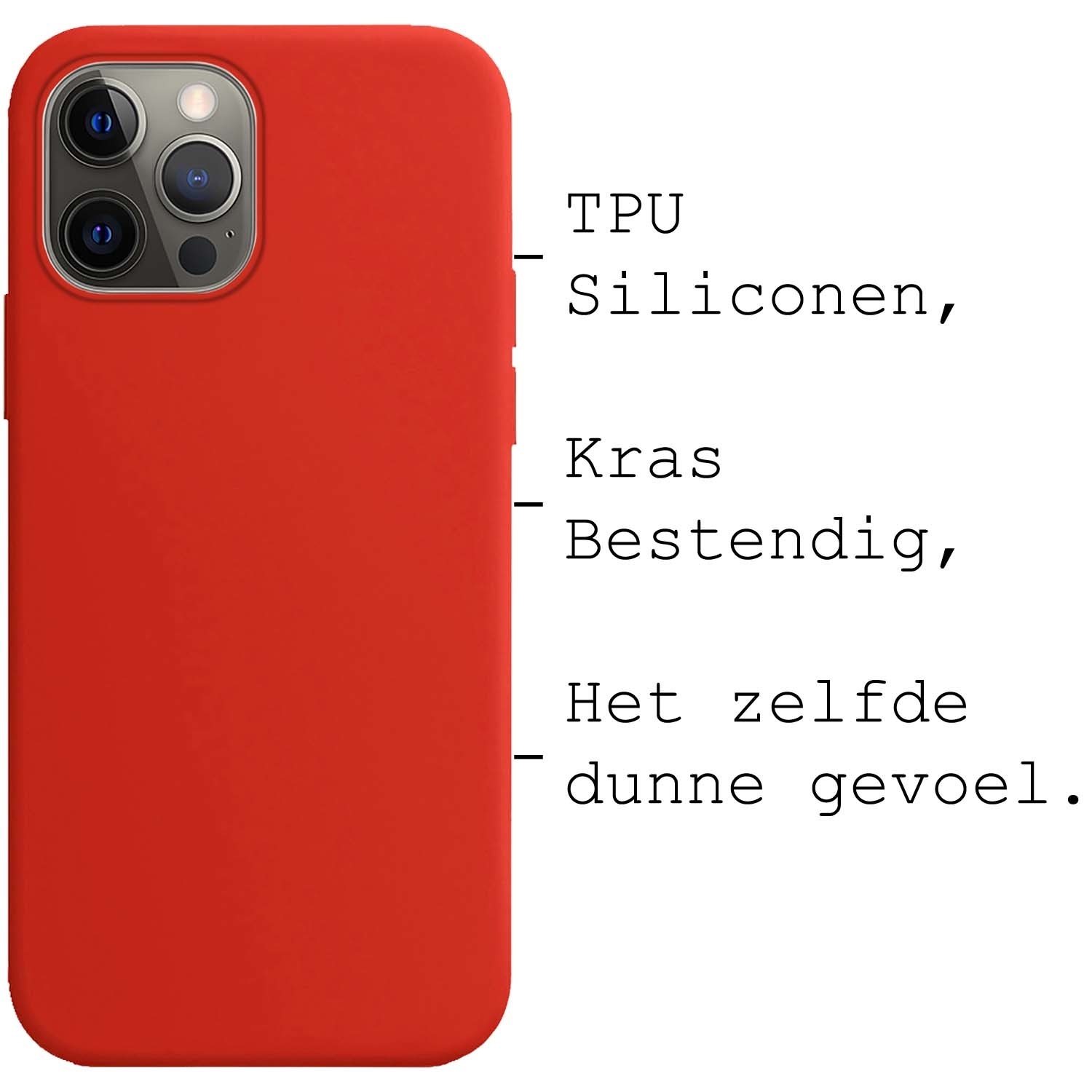 BASEY. Hoes Geschikt voor iPhone 13 Pro Max Hoesje Siliconen Back Cover Case Met Screenprotector - Hoesje Geschikt voor iPhone 13 Pro Max Hoes Cover Hoesje - Rood