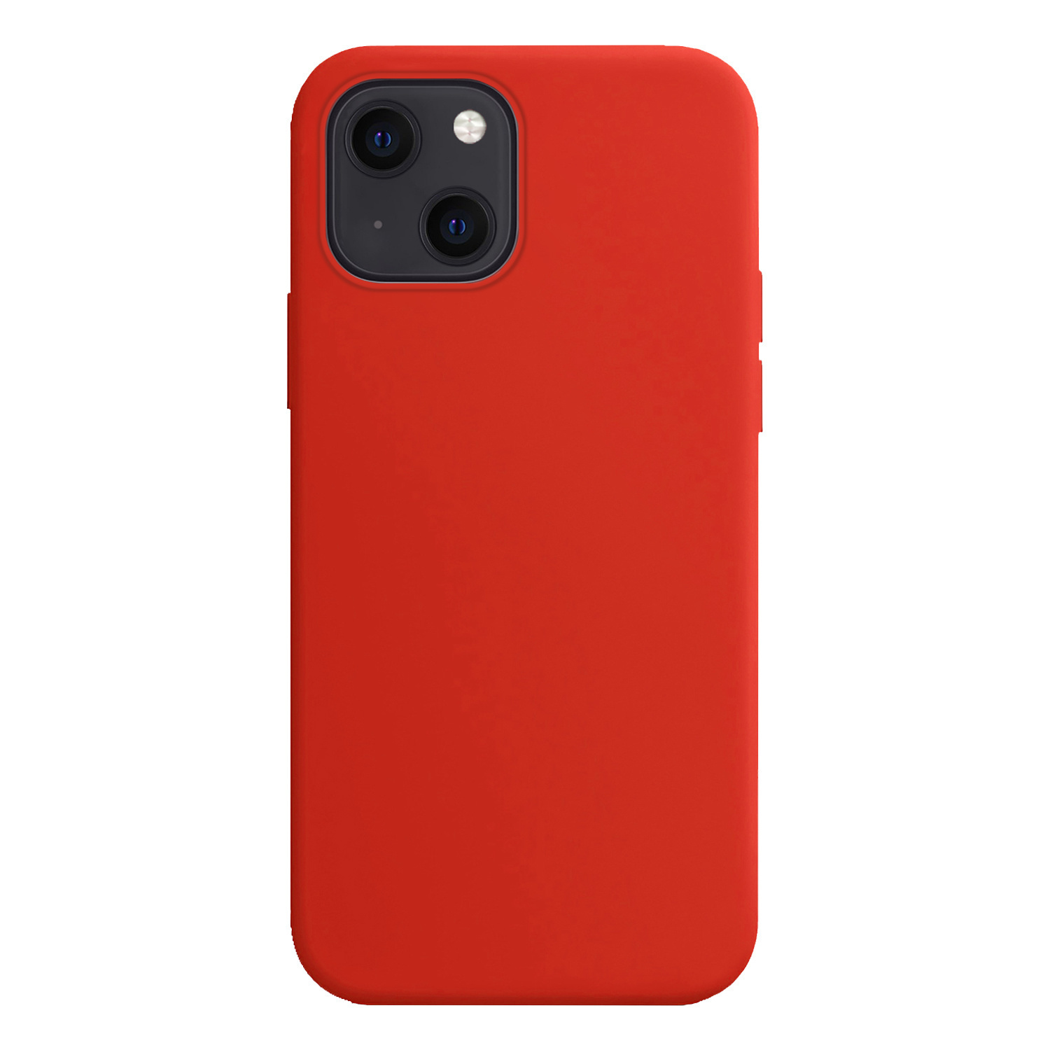 BASEY. Hoes Geschikt voor iPhone 13 Mini Hoesje Siliconen Back Cover Case Met 2x Screenprotector - Hoesje Geschikt voor iPhone 13 Mini Hoes Cover Hoesje - Rood