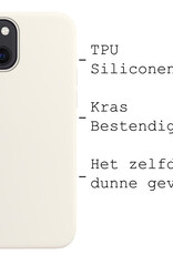 BASEY. Hoes Geschikt voor iPhone 13 Mini Hoesje Siliconen Back Cover Case Met 2x Screenprotector - Hoesje Geschikt voor iPhone 13 Mini Hoes Cover Hoesje - Wit