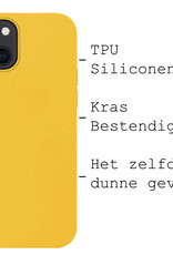 BASEY. Hoes Geschikt voor iPhone 13 Hoesje Siliconen Back Cover Case Met 2x Screenprotector - Hoesje Geschikt voor iPhone 13 Hoes Cover Hoesje - Geel
