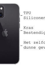 BASEY. Hoes Geschikt voor iPhone 13 Hoesje Siliconen Back Cover Case Met 2x Screenprotector - Hoesje Geschikt voor iPhone 13 Hoes Cover Hoesje - Transparant