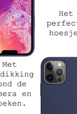 BASEY. Hoes Geschikt voor iPhone 13 Pro Hoesje Siliconen Back Cover Case Met 2x Screenprotector - Hoesje Geschikt voor iPhone 13 Pro Hoes Cover Hoesje - Donkerblauw