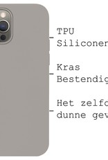 BASEY. Hoes Geschikt voor iPhone 13 Pro Max Hoesje Siliconen Back Cover Case Met 2x Screenprotector - Hoesje Geschikt voor iPhone 13 Pro Max Hoes Cover Hoesje - Grijs