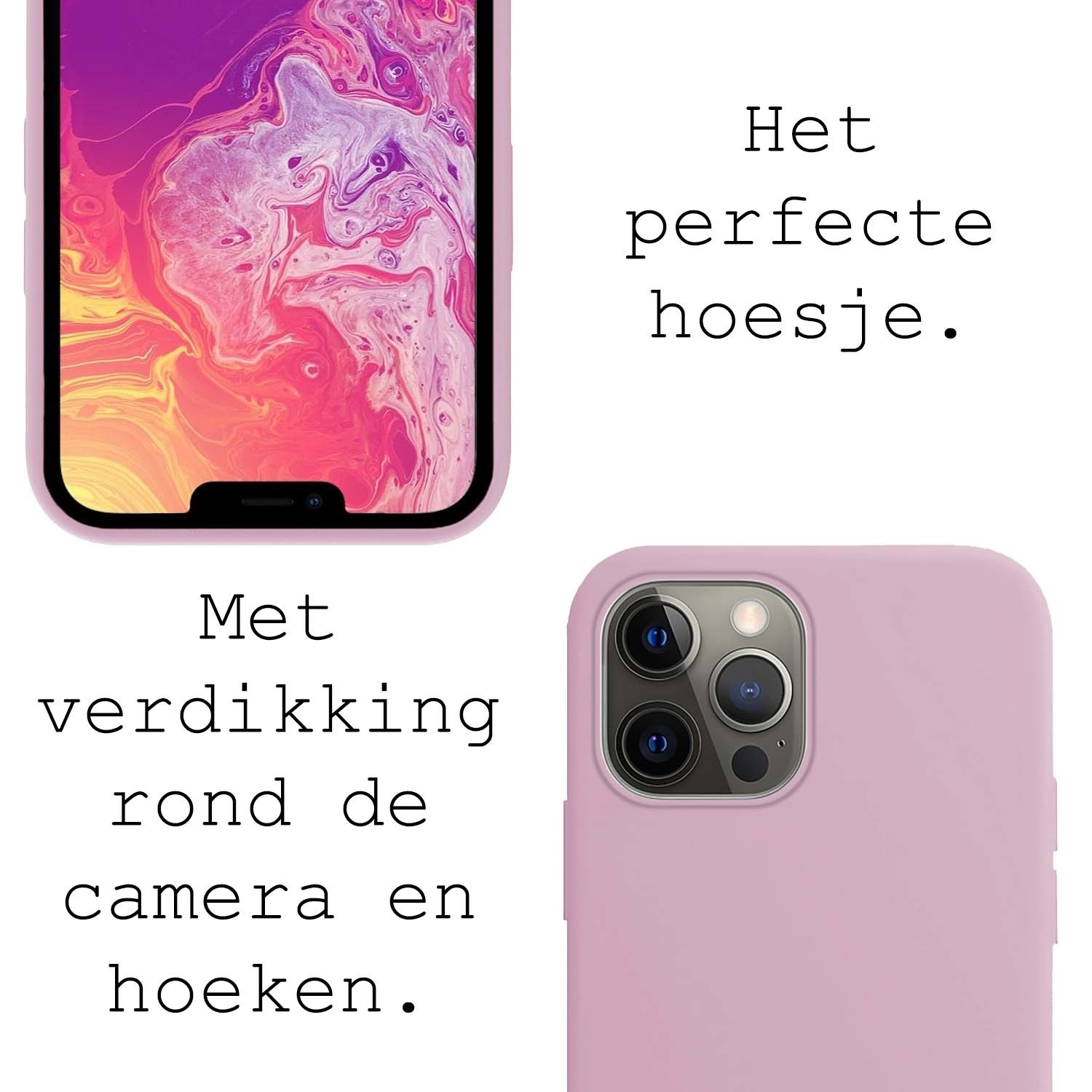 BASEY. Hoes Geschikt voor iPhone 13 Pro Max Hoesje Siliconen Back Cover Case Met 2x Screenprotector - Hoesje Geschikt voor iPhone 13 Pro Max Hoes Cover Hoesje - Lila