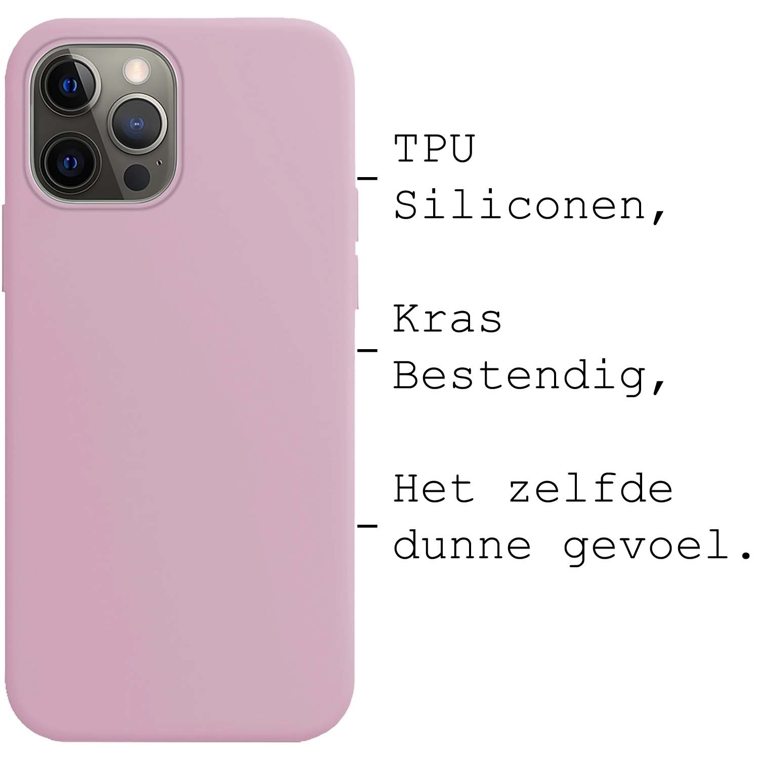 BASEY. Hoes Geschikt voor iPhone 13 Pro Max Hoesje Siliconen Back Cover Case Met 2x Screenprotector - Hoesje Geschikt voor iPhone 13 Pro Max Hoes Cover Hoesje - Lila