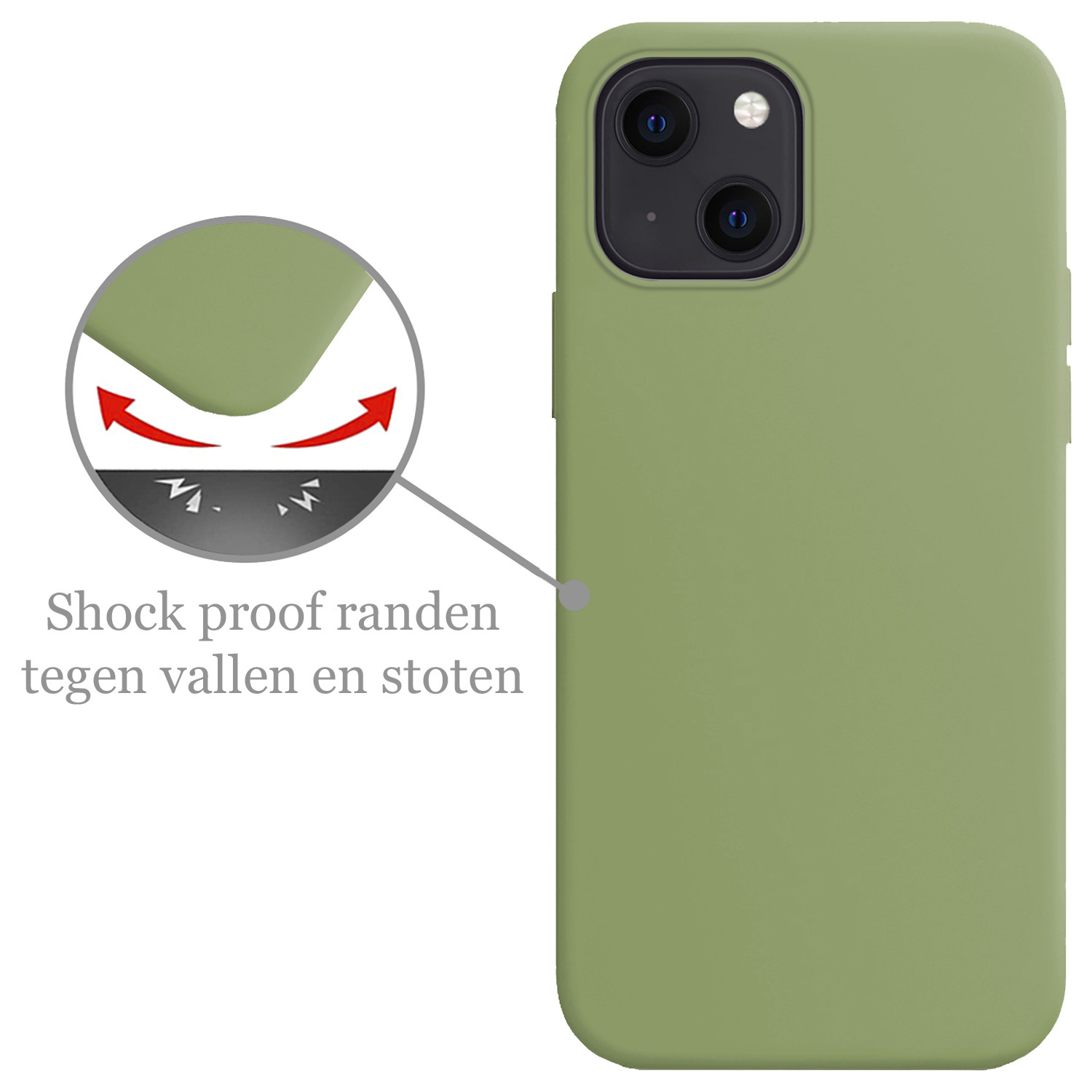 Nomfy Hoesje Geschikt voor iPhone 13 Mini Hoesje Siliconen Cover Case Met Screenprotector - Hoes Geschikt voor iPhone 13 Mini Hoes Back Case - Groen