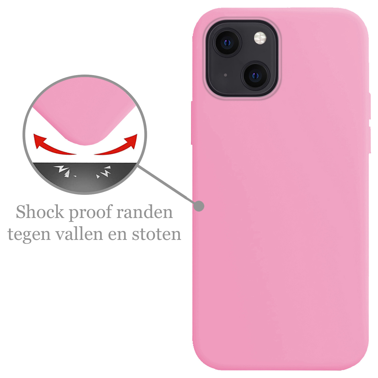 Nomfy Hoesje Geschikt voor iPhone 13 Mini Hoesje Siliconen Cover Case Met Screenprotector - Hoes Geschikt voor iPhone 13 Mini Hoes Back Case - Lichtroze