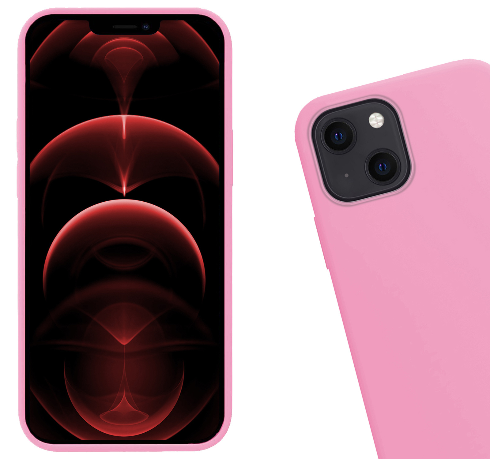Nomfy Hoesje Geschikt voor iPhone 13 Mini Hoesje Siliconen Cover Case Met Screenprotector - Hoes Geschikt voor iPhone 13 Mini Hoes Back Case - Lichtroze