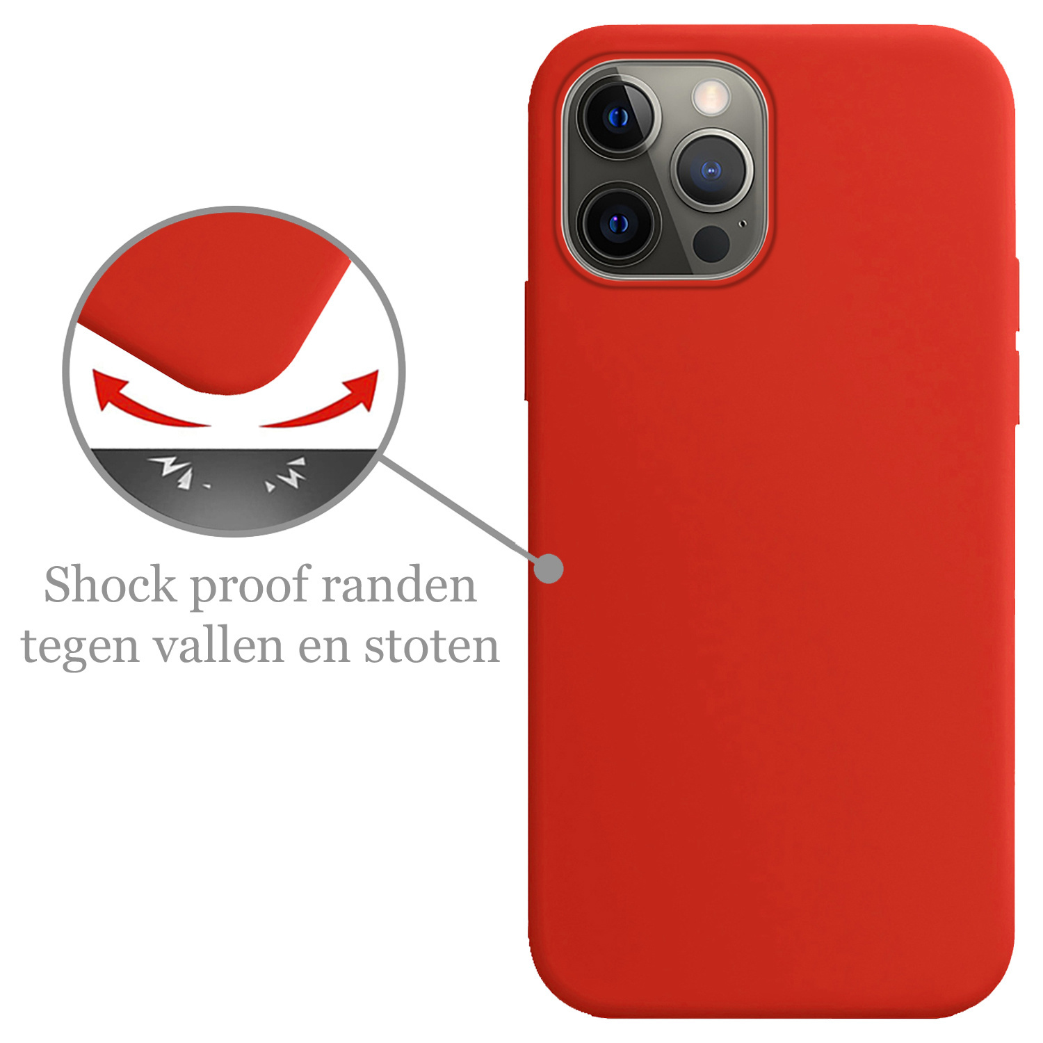 Nomfy Hoesje Geschikt voor iPhone 13 Pro Hoesje Siliconen Cover Case Met Screenprotector - Hoes Geschikt voor iPhone 13 Pro Hoes Back Case - Rood