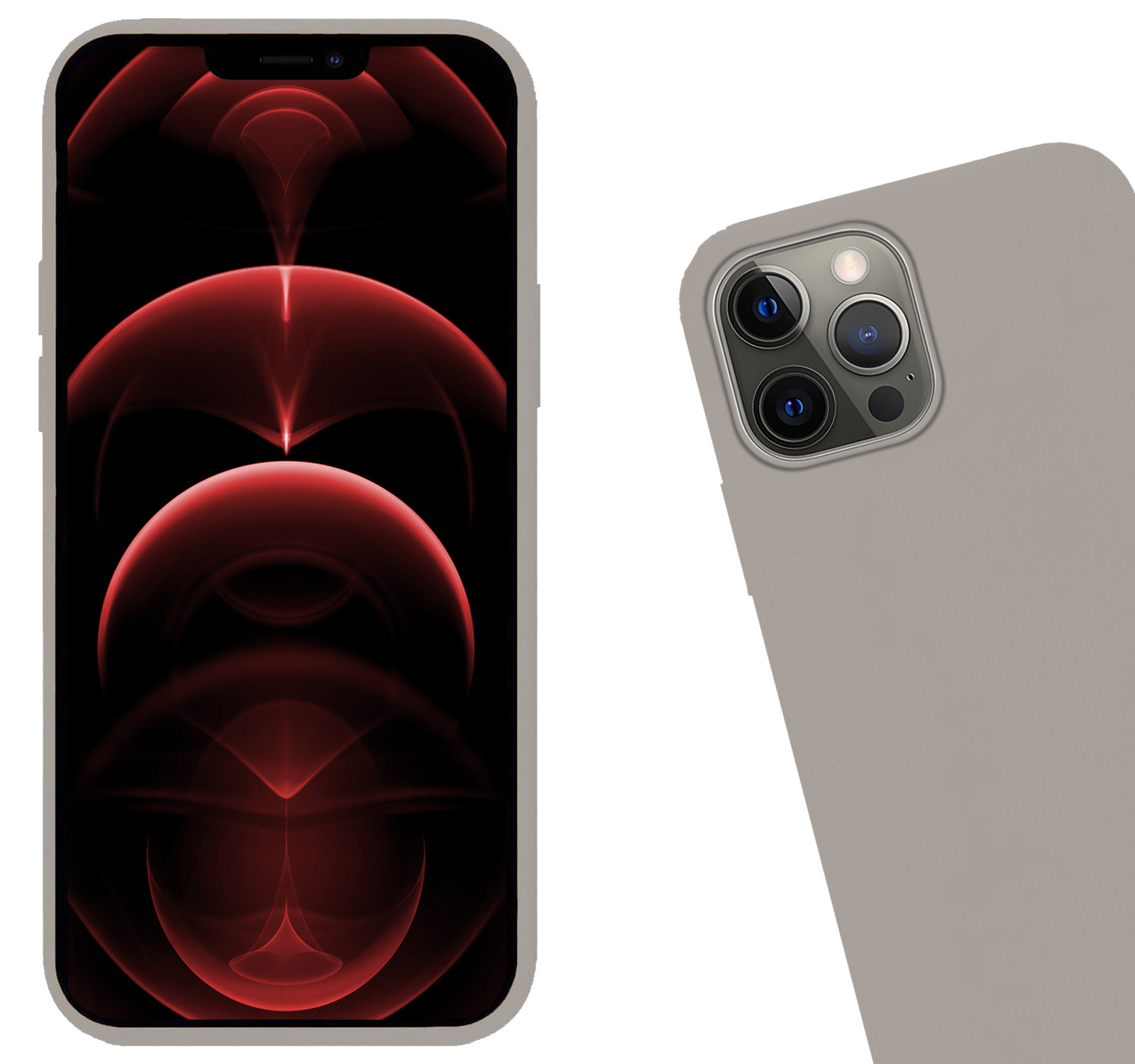 Nomfy Hoesje Geschikt voor iPhone 13 Pro Max Hoesje Siliconen Cover Case Met Screenprotector - Hoes Geschikt voor iPhone 13 Pro Max Hoes Back Case - Grijs
