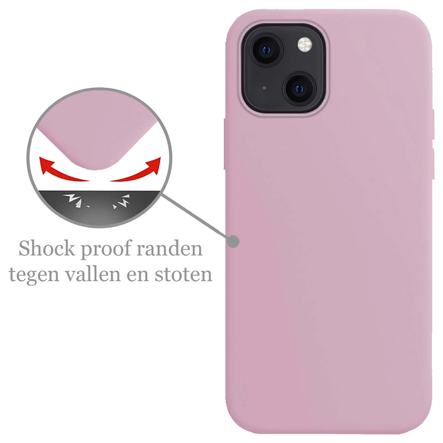 Nomfy Hoesje Geschikt voor iPhone 13 Hoesje Siliconen Cover Case Met 2x Screenprotector - Hoes Geschikt voor iPhone 13 Hoes Back Case - Lila