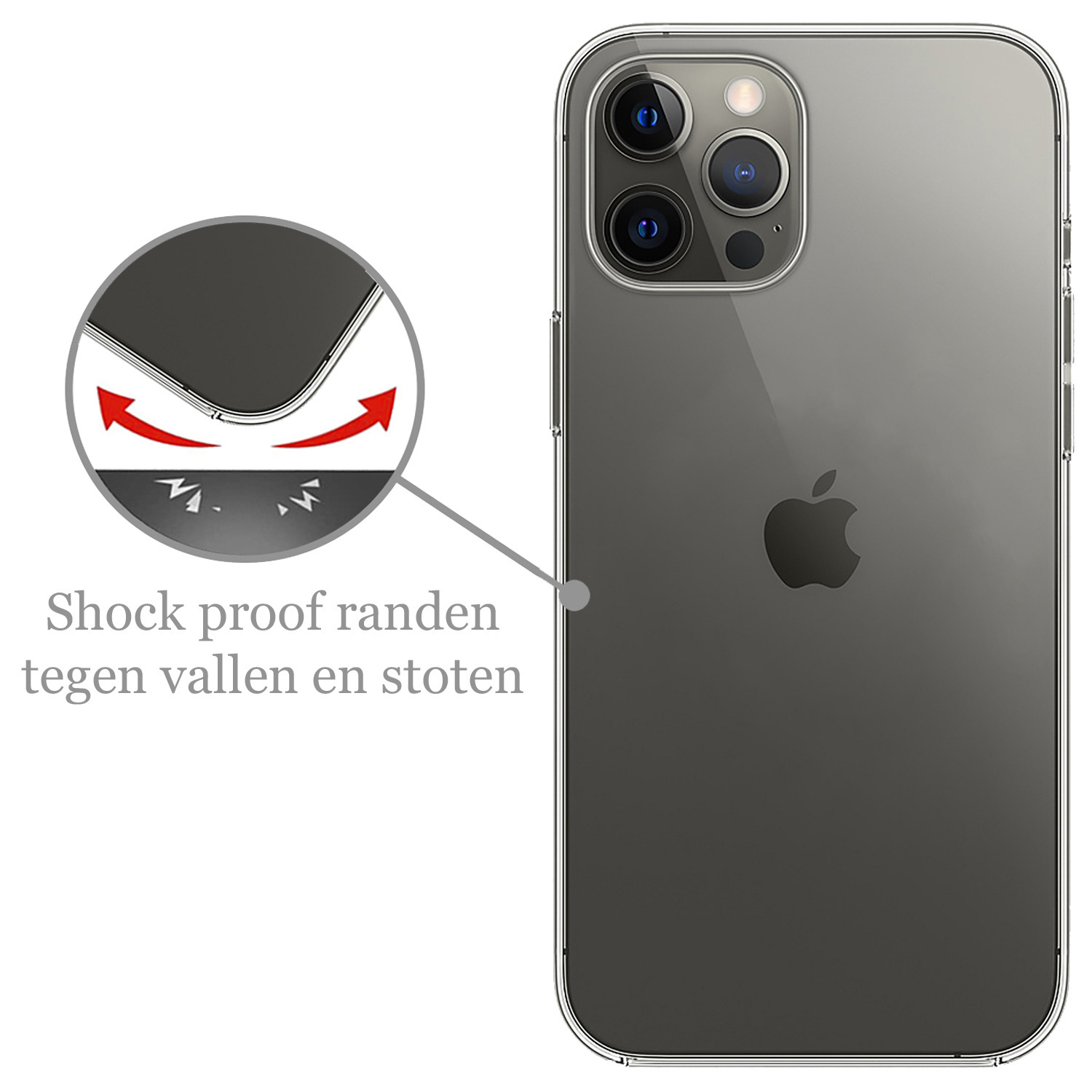 Nomfy Hoesje Geschikt voor iPhone 13 Pro Max Hoesje Siliconen Cover Case Met 2x Screenprotector - Hoes Geschikt voor iPhone 13 Pro Max Hoes Back Case - Transparant