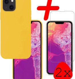 BASEY. BASEY. iPhone 13 Mini Hoesje Siliconen Met Screenprotector Met Dichte Notch - Geel