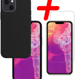 BASEY. BASEY. iPhone 13 Hoesje Siliconen Met Screenprotector Met Dichte Notch - Zwart