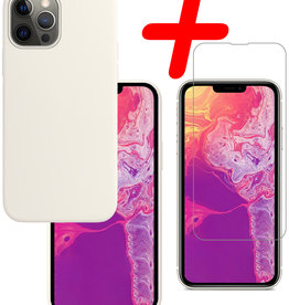 BASEY. BASEY. iPhone 13 Pro Max Hoesje Siliconen Met Screenprotector Met Dichte Notch - Wit