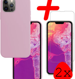 BASEY. BASEY. iPhone 13 Hoesje Siliconen Met 2x Screenprotector Met Dichte Notch - Lila