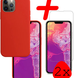 BASEY. BASEY. iPhone 13 Hoesje Siliconen Met 2x Screenprotector Met Dichte Notch - Rood