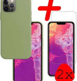 BASEY. BASEY. iPhone 13 Hoesje Siliconen Met 2x Screenprotector Met Dichte Notch - Groen