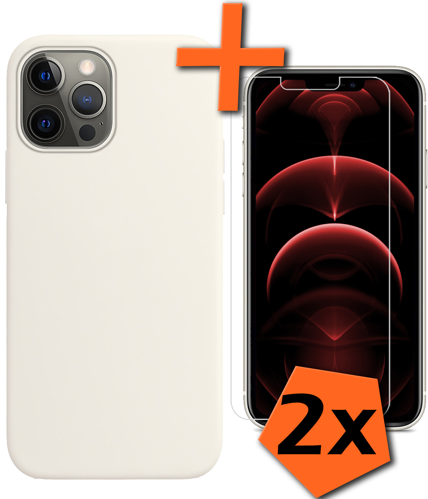 Nomfy Hoesje Geschikt voor iPhone 13 Pro Max Hoesje Siliconen Cover Case Met 2x Screenprotector - Hoes Geschikt voor iPhone 13 Pro Max Hoes Back Case - Wit