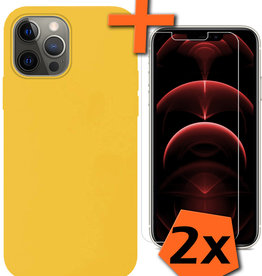 Nomfy Nomfy iPhone 13 Hoesje Siliconen Met 2x Screenprotector Met Dichte Notch - Geel