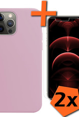 Nomfy Hoesje Geschikt voor iPhone 13 Pro Hoesje Siliconen Cover Case Met 2x Screenprotector - Hoes Geschikt voor iPhone 13 Pro Hoes Back Case - Lila