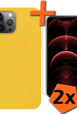 Nomfy Hoesje Geschikt voor iPhone 13 Pro Hoesje Siliconen Cover Case Met 2x Screenprotector - Hoes Geschikt voor iPhone 13 Pro Hoes Back Case - Geel