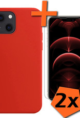 Nomfy Hoesje Geschikt voor iPhone 13 Hoesje Siliconen Cover Case Met 2x Screenprotector - Hoes Geschikt voor iPhone 13 Hoes Back Case - Rood