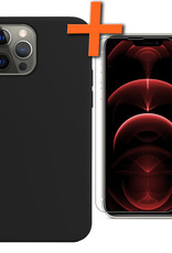 Nomfy Hoesje Geschikt voor iPhone 13 Pro Max Hoesje Siliconen Cover Case Met Screenprotector - Hoes Geschikt voor iPhone 13 Pro Max Hoes Back Case - Zwart
