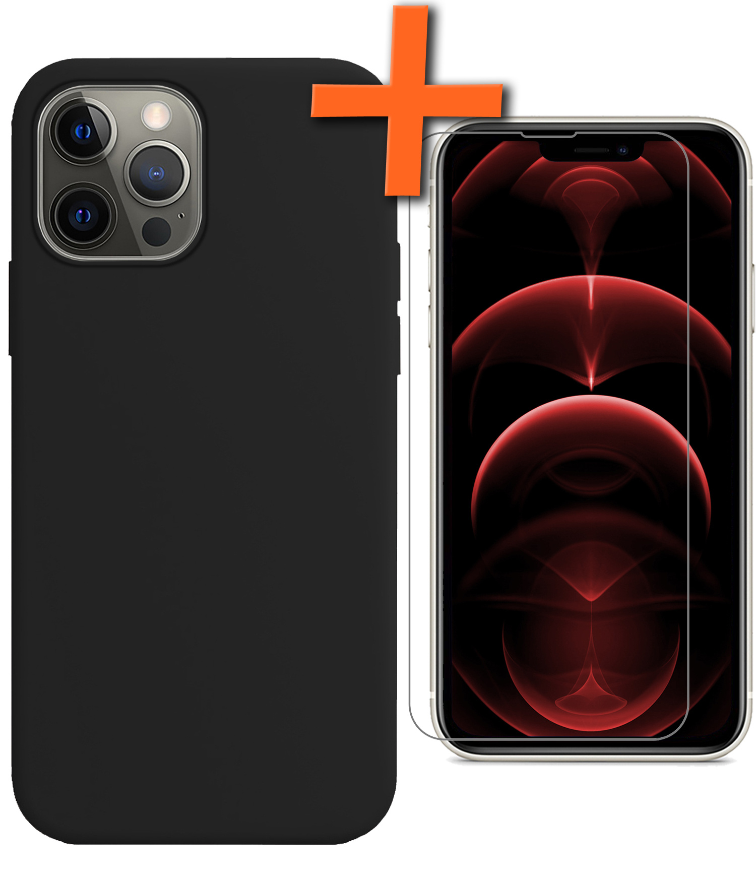 Nomfy Hoesje Geschikt voor iPhone 13 Pro Hoesje Siliconen Cover Case Met Screenprotector - Hoes Geschikt voor iPhone 13 Pro Hoes Back Case - Zwart