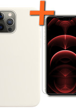 Nomfy Hoesje Geschikt voor iPhone 13 Pro Hoesje Siliconen Cover Case Met Screenprotector - Hoes Geschikt voor iPhone 13 Pro Hoes Back Case - Wit