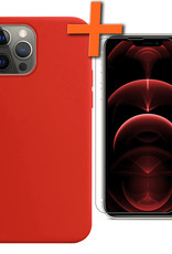 Nomfy Hoesje Geschikt voor iPhone 13 Pro Hoesje Siliconen Cover Case Met Screenprotector - Hoes Geschikt voor iPhone 13 Pro Hoes Back Case - Rood