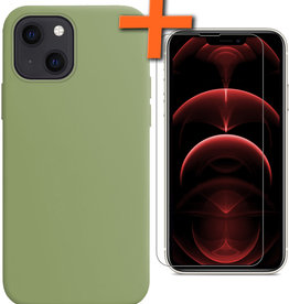 Nomfy Nomfy iPhone 13 Hoesje Siliconen Met Screenprotector Met Dichte Notch - Groen