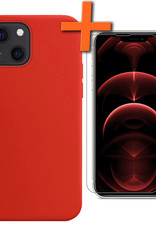 Nomfy Hoesje Geschikt voor iPhone 13 Mini Hoesje Siliconen Cover Case Met Screenprotector - Hoes Geschikt voor iPhone 13 Mini Hoes Back Case - Rood