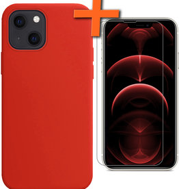 Nomfy Nomfy iPhone 13 Mini Hoesje Siliconen Met Screenprotector Met Dichte Notch - Rood