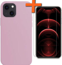 Nomfy Nomfy iPhone 13 Mini Hoesje Siliconen Met Screenprotector Met Dichte Notch - Lila