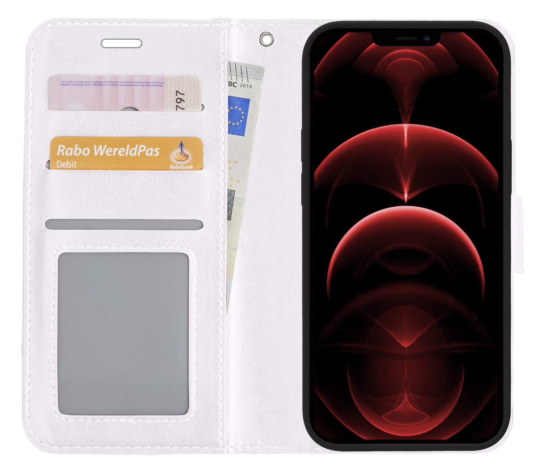 Nomfy Hoesje Geschikt voor iPhone 13 Pro Max Hoes Bookcase Flipcase Book Cover - Hoes Geschikt voor iPhone 13 Pro Max Hoesje Book Case - Wit
