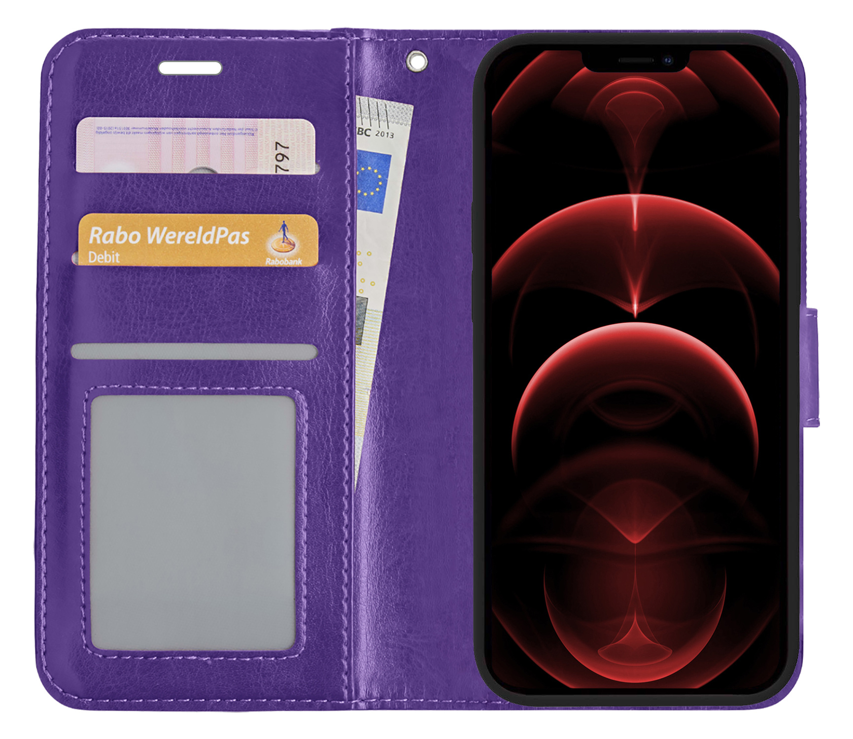 Nomfy Hoesje Geschikt voor iPhone 13 Pro Max Hoes Bookcase Flipcase Book Cover - Hoes Geschikt voor iPhone 13 Pro Max Hoesje Book Case - Paars