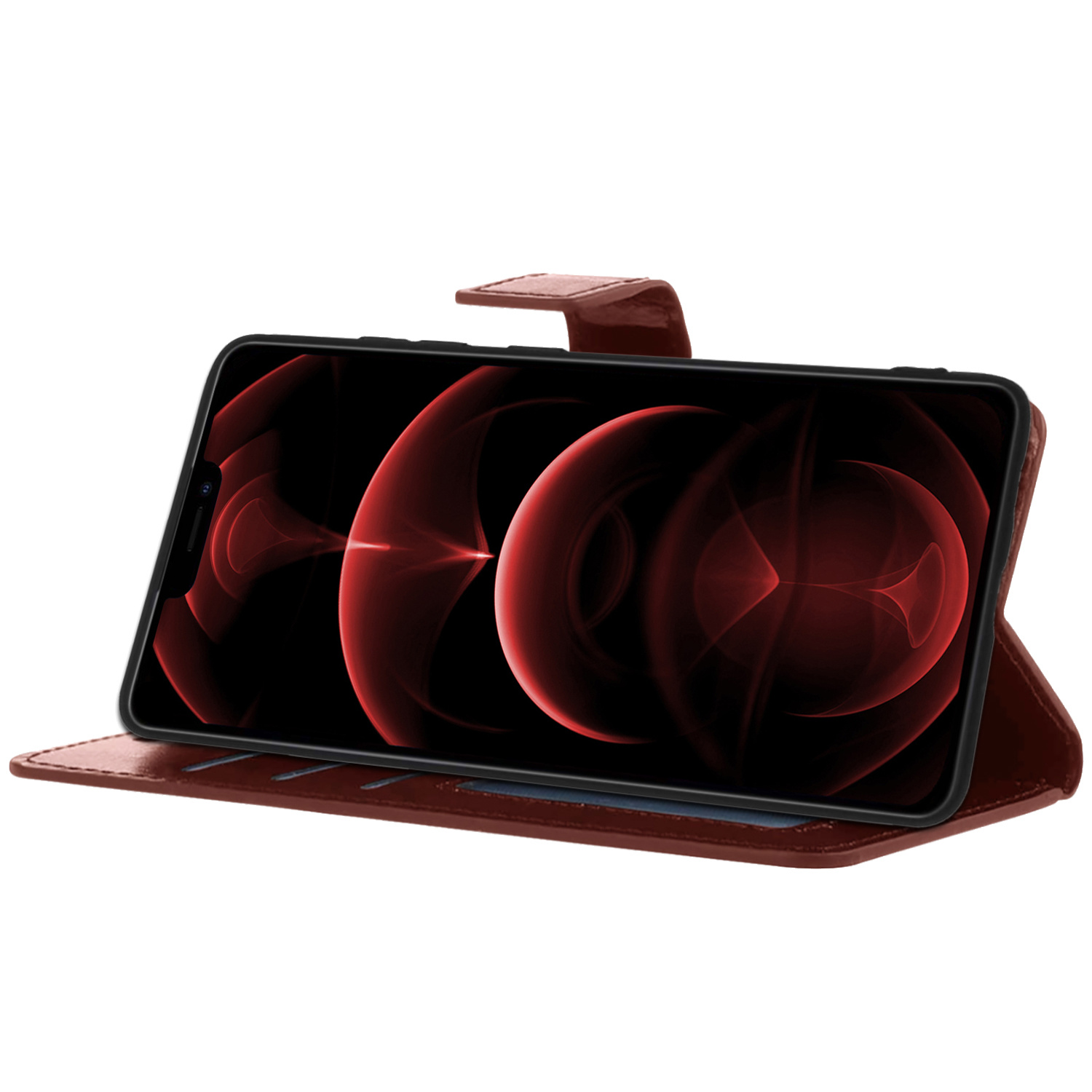 Nomfy Hoesje Geschikt voor iPhone 13 Pro Max Hoes Bookcase Flipcase Book Cover - Hoes Geschikt voor iPhone 13 Pro Max Hoesje Book Case - Bruin