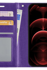 Nomfy Hoesje Geschikt voor iPhone 13 Hoes Bookcase Flipcase Book Cover - Hoes Geschikt voor iPhone 13 Hoesje Book Case - Paars