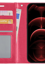 Nomfy Hoesje Geschikt voor iPhone 13 Hoes Bookcase Flipcase Book Cover - Hoes Geschikt voor iPhone 13 Hoesje Book Case - Donkerroze