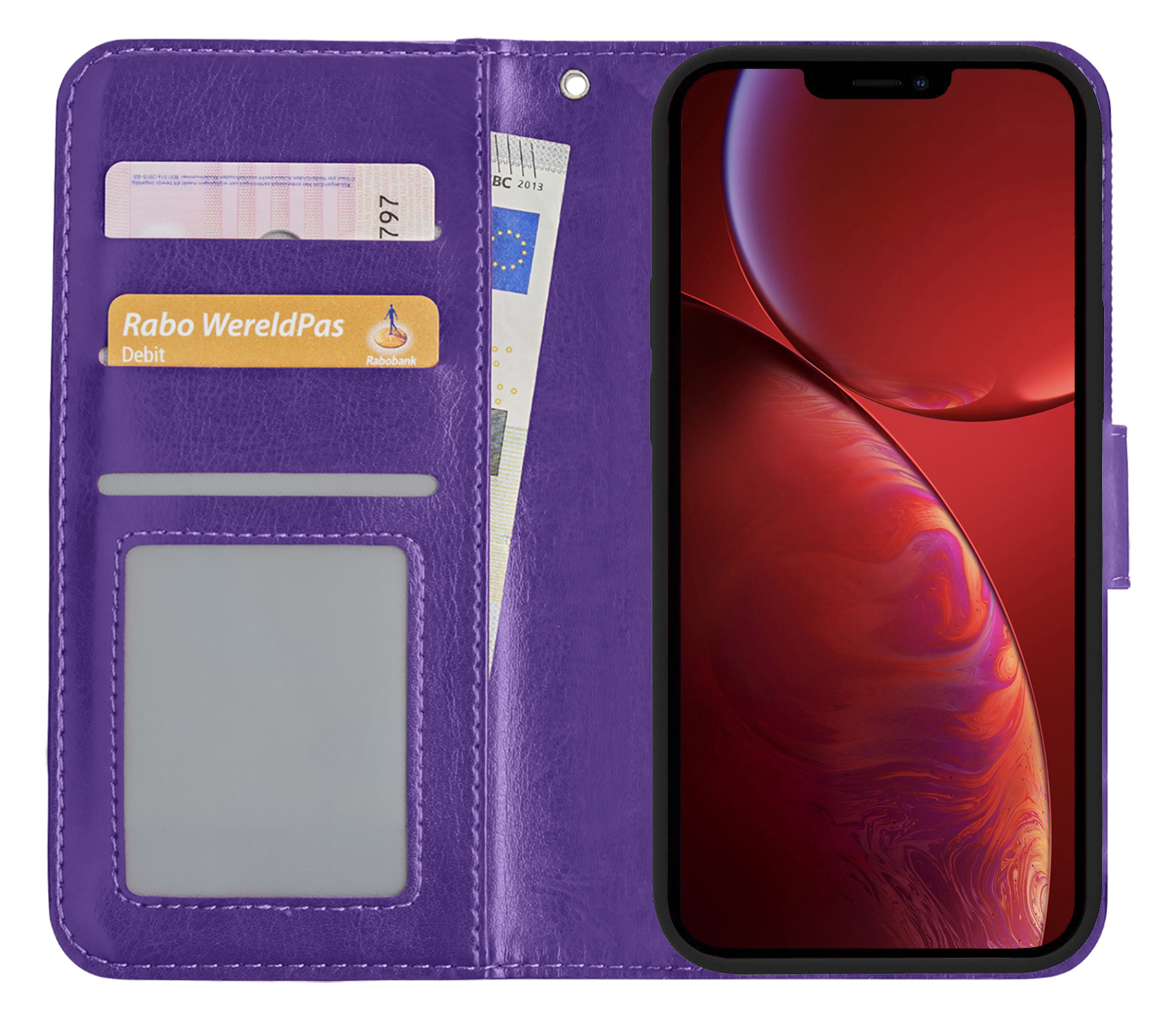 NoXx Hoes Geschikt voor iPhone 13 Pro Max Hoesje Book Case Hoes Flip Cover Wallet Bookcase - Paars