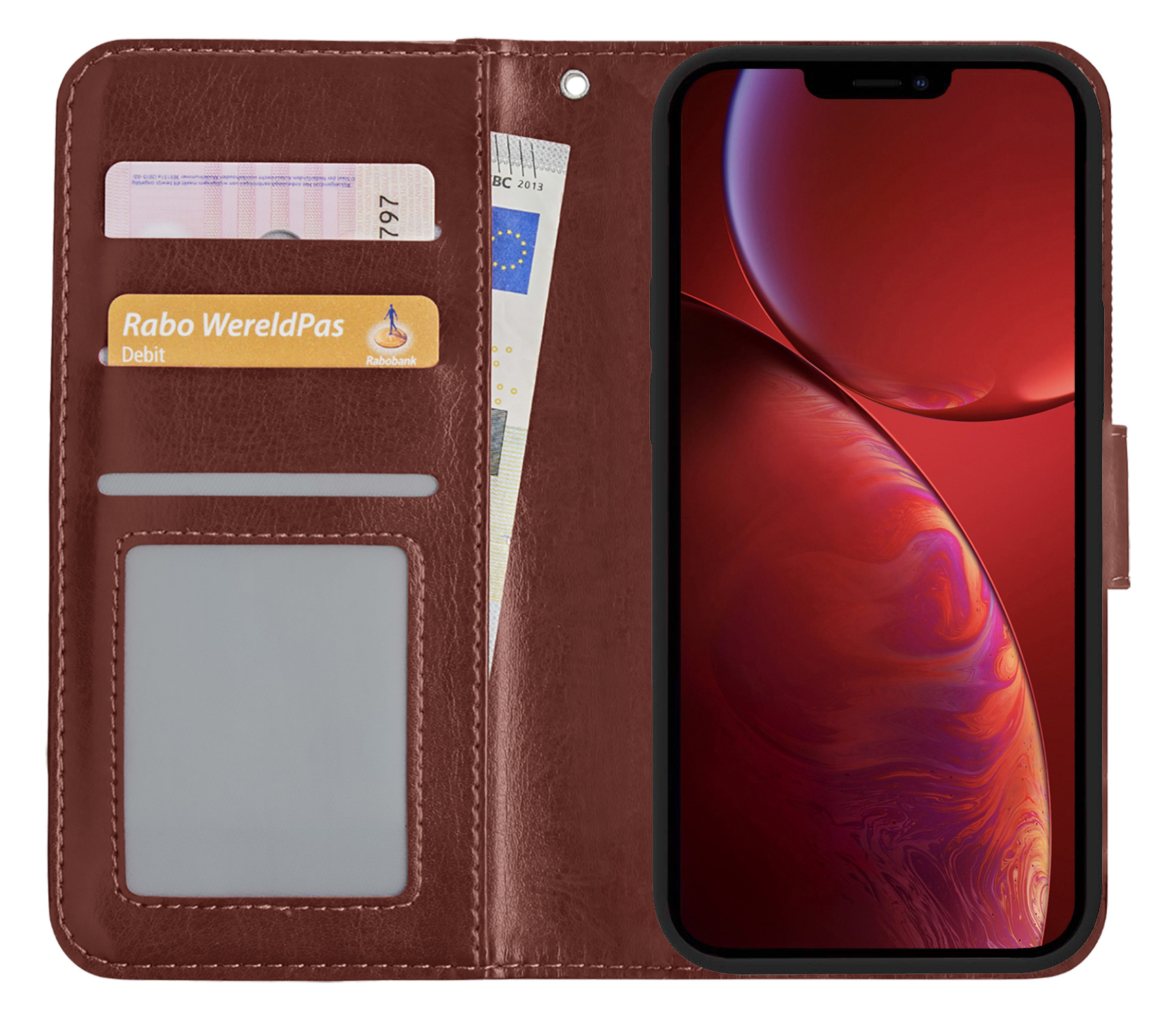 NoXx Hoes Geschikt voor iPhone 13 Pro Max Hoesje Book Case Hoes Flip Cover Wallet Bookcase - Bruin