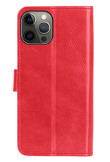 BASEY. Hoes Geschikt voor iPhone 13 Pro Max Hoesje Bookcase Hoes Flip Case Book Cover - Hoesje Geschikt voor iPhone 13 Pro Max Hoes Book Case Hoesje - Rood