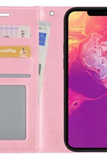 BASEY. Hoes Geschikt voor iPhone 13 Pro Max Hoesje Bookcase Hoes Flip Case Book Cover - Hoesje Geschikt voor iPhone 13 Pro Max Hoes Book Case Hoesje - Lichtroze