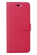 BASEY. Hoes Geschikt voor iPhone 13 Pro Max Hoesje Bookcase Hoes Flip Case Book Cover - Hoesje Geschikt voor iPhone 13 Pro Max Hoes Book Case Hoesje - Donkerroze